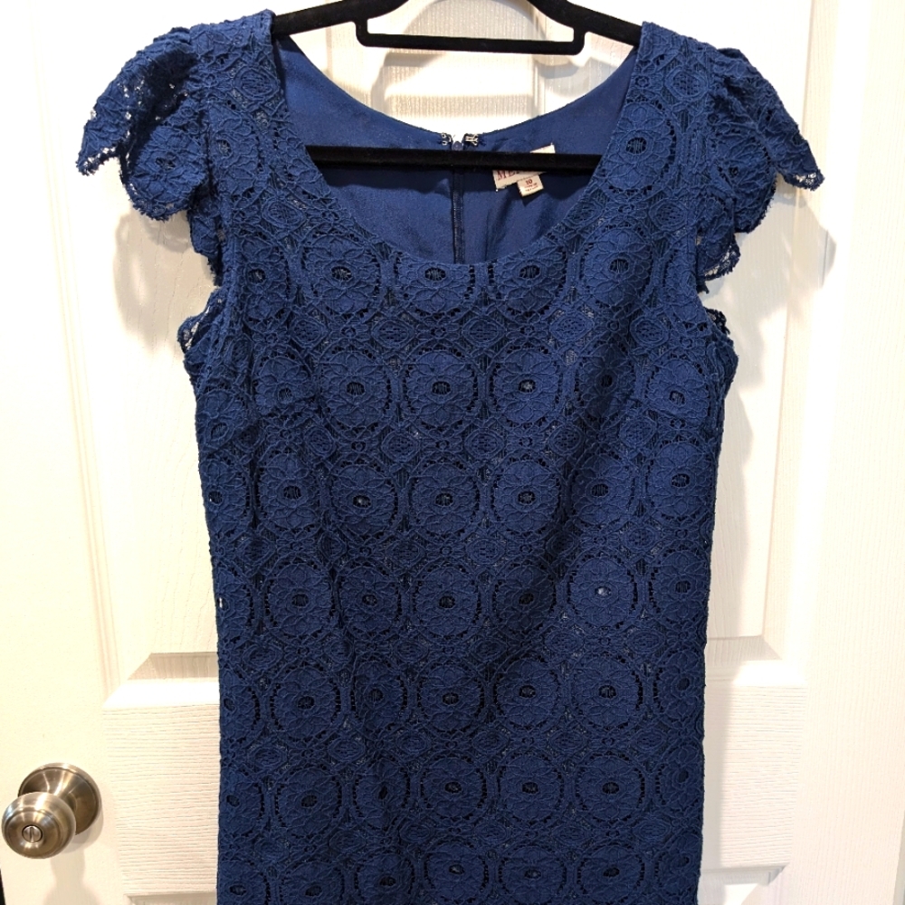Navy Merona Lace Cap Sleeve Dress sz 10